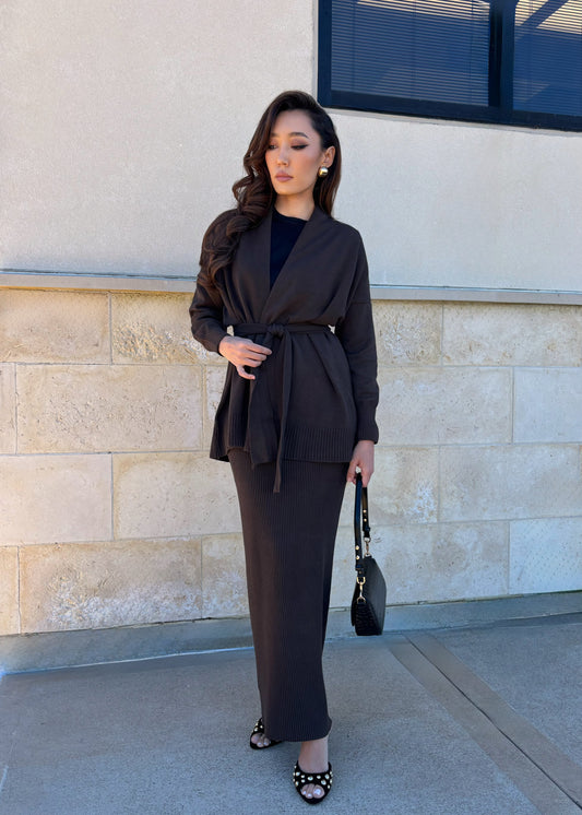 Knitted Cardigan & Skirt Set