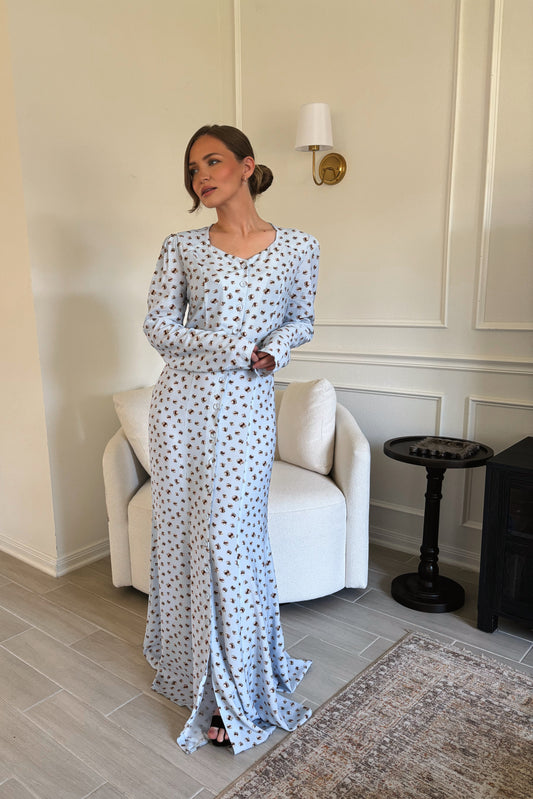 Floral Maxi Dress Light Blue